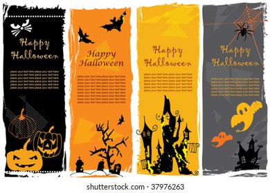 Collection of vertical Halloween banners. Easy to edit vector image.