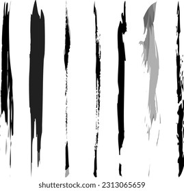 Colección de líneas verticales sobre un fondo blanco, líneas sobre un dibujo blanco, un conjunto de trazos negros sobre un fondo blanco. Vector. Ilustración