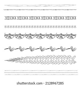 Collection of vertical seamless borders for design. Black lace silhouette isolated on white background. Suitable for laser cutting. Vector illustration.