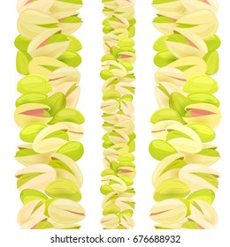 collection of vertical seamless borders with pistachios for your design 