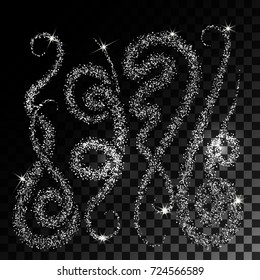  Collection Vertical Silver Glitter Wave. Vector illustration