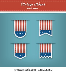 Collection of vertical tags with american motives suitable for web design or independence day promotions. Eps10 vector illustration