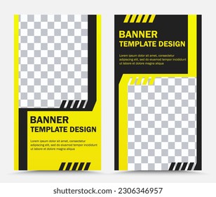 Collection of vertical vector banner templates in black yellow 