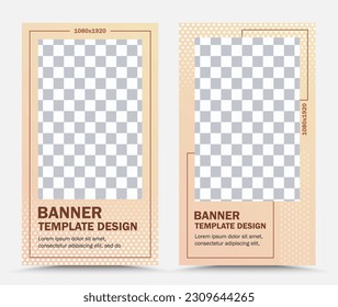 Collection of vertical vector banner templates in beige