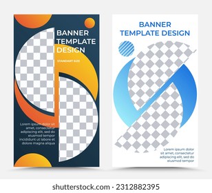 Colección de plantillas de banner vectorial vertical en blanco naranja gris