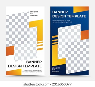 Colección de plantillas de banner vectorial vertical en blanco naranja azul