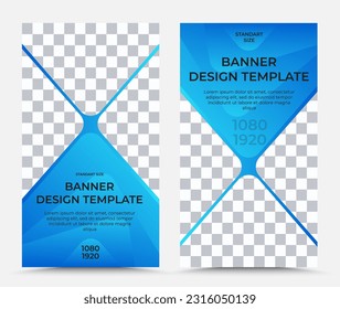 Collection of vertical vector banner templates in blue black