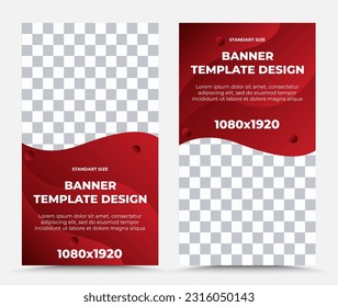 Colección de plantillas de banners vectoriales verticales en rojo y blanco