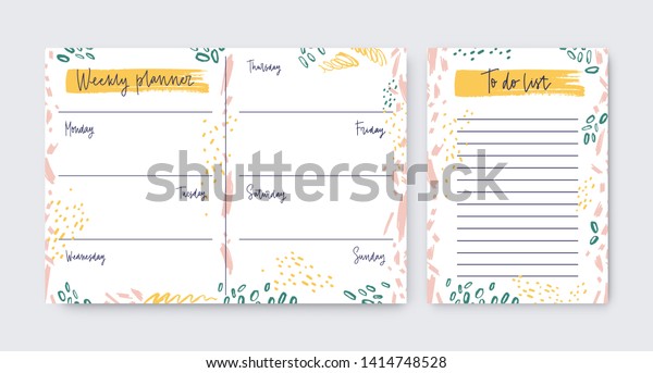 Collection Vertical Weekly Planner Todolist Templates のベクター画像素材 ロイヤリティフリー