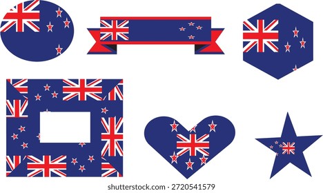 Collection of vibrant Australia illustrations presented in diverse vector shapes, including circles, stars, hearts, and banners, symbolizing national pride and versatile graphic elements