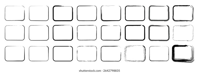 Collection of vibrant and black square shapes with rough brush outlines, perfect for creative textures, digital backgrounds, and artistic design use.

