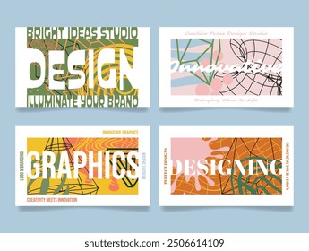 A collection of vibrant business cards showcasing unique designs that emphasize creativity and branding potential, ideal for graphic design professionals.
