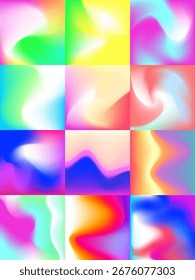 Collection of vibrant gradient backgrounds in various color combinations. Perfect for web design, posters, and social media templates.
