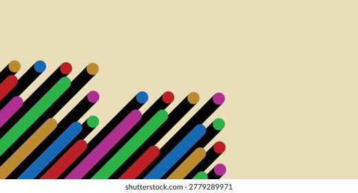 A collection of vibrant pencils neatly aligned diagonally as the focal subject
