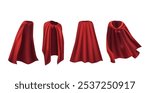 Collection Of Vibrant Red Superhero Capes On White Background, Capturing Imagination Creativity And Heroic Aspirations