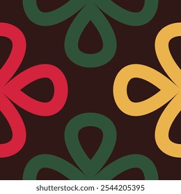 Collection of vibrant seamless linear patterns with clover shapes on a festive Christmas background. Playful designs for holiday fashion, textiles, home decor, and print