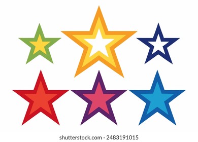 A collection of vibrant stars against a plain white backdrop