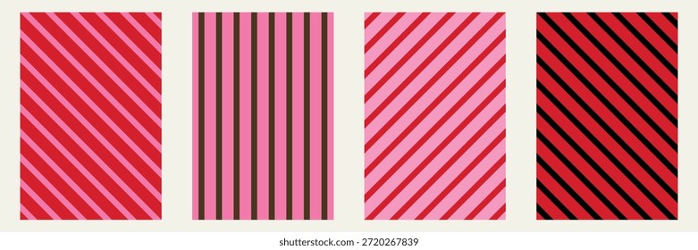 colección de vibrantes patrones de rayas en varios tonos de rojo y rosa que ofrecen diversas texturas de fondo para proyectos de diseño