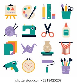 Collection of vibrant vector icons representing diverse objects and symbols