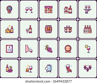 Collection of vineyard and winemaking icons set illustration vector