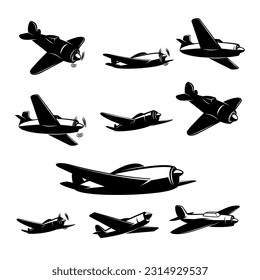 Collection of vintage airplane illustrations. Perfect for adding a touch of nostalgia to your designs. Use them for posters, logos, and more