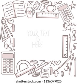 Collection of vintage back to school elements. Vector EPS 10.