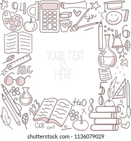 Collection of vintage back to school elements. Vector EPS 10.