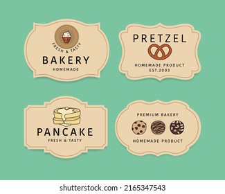 Collection of vintage banner and bakery logo badges. Homemade bakery label retro style.