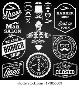 Collection of Vintage Barber Shop Design Elements