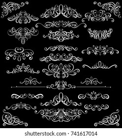 Collection of vintage calligraphic flourishes, curls and swirls decoration for greeting cards,books or dividers