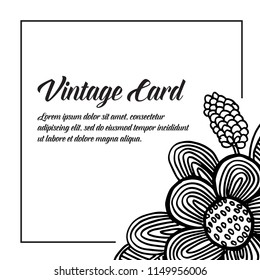 Collection vintage card with blooming flower vector illustration