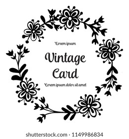 Collection of vintage card with floral hand draw vector illustration