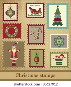 Collection Of Vintage Christmas Stamps