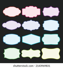 Collection of vintage colorful ornament frame doodle illustration
