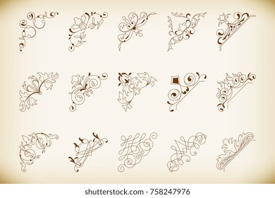 Collection vintage corner. Design element set.