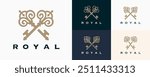 A collection of vintage crossed key logos representing luxury and royalty, perfect for branding and design projects. Ideal for conveying elegance and sophistication.