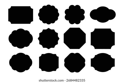 collection of vintage decorative frame shape. Set of vintage label and badges shape collections. Vector illustration. Blank Stickers and Label Frames Set