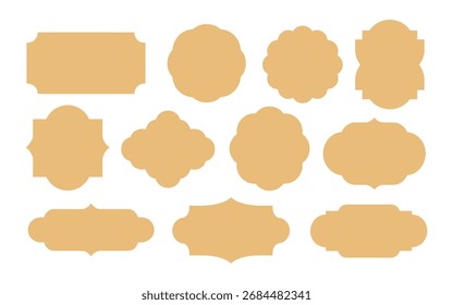 collection of vintage decorative frame shape. Set of vintage label and badges shape collections. Vector illustration. Blank Stickers and Label Frames Set