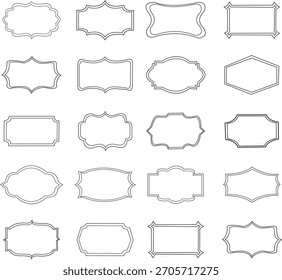 Colección de marcos y rótulos decorativos vintage con varias Formas elegantes y bordes adornados, perfectos para Elementos de diseño