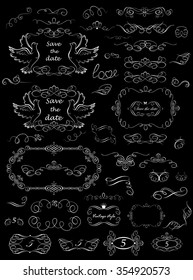 Collection of vintage design elements and vignette (black and white)