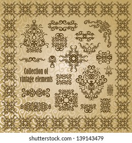Collection of vintage elements for decoration