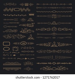 Collection of vintage elements for menu design. Vector retro illustration. Hand drawing in the style of engraving.