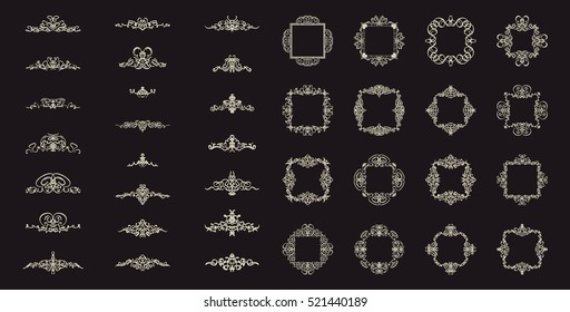 Collection vintage elements on dark background 