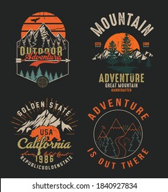 Collection of vintage explorer, wilderness, adventure, camping emblem graphics