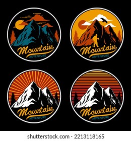 Collection Of Vintage Explorer, Wilderness, Adventure, Camping Emblem Graphics. Mountain Adventure. Tshirt Design. Hiking Tshirt. Kaos Gunung. Rainier Denali Whitney Elbert Mitchell Grand Teton