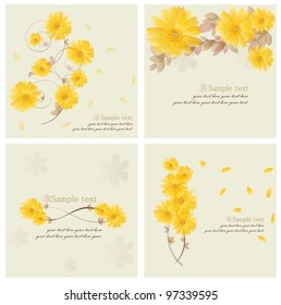 Collection of Vintage floral background - Daisies. Vector illustration.