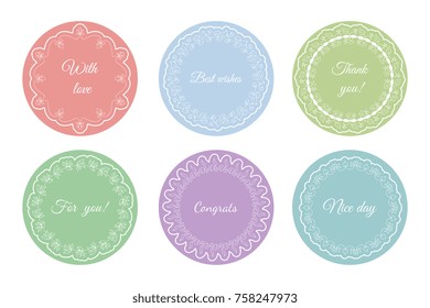 Collection vintage floral circular card. Template cute floral decorative frame for invitation, message, romantic label and other design