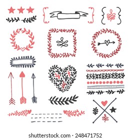 Collection of vintage floral elements.