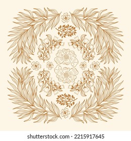 Collection vintage floral motif. William Moriss style art and craft movement. Design outline flower symbol. Vector illustration.