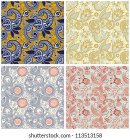 collection of vintage floral seamless pattern